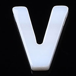 Letter V Естественных пресноводных стеклянные бусы, цвет морской раковины, Начальная буква, Буква V, 10x8.5x2 мм, отверстие : 0.8 мм