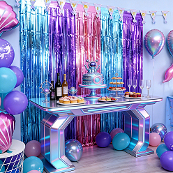 Purple 3Pcs PET Iridescent Metallic Party Tassel Streamers, Decorative Ribbons for Event & Celebration Decor, Purple, 1960x970x0.1mm