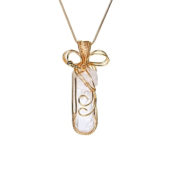 Quartz Natural Quartz Pendants Necklaces, Snake Chains, Rectangle, 19.69 inch(50cm)