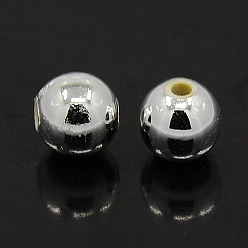 Silver Plated Plating Plastic Acrylic Round Beads, Silver Plated, 14mm, Hole: 2mm, about 300pcs/pound