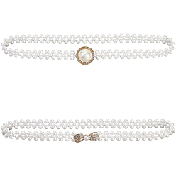 Белый 2 шт. 2 стили ремни-цепочки из сплава с бантом из смолы и жемчужными бусинами, золотые, белые, 630~700 мм, 1 шт / стиль