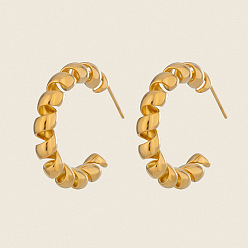 Настоящее золото 18K Серьги-гвоздики в форме буквы С из нержавеющей стали, реальный 304 k позолоченный, 18 мм