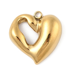 Настоящее золото 18K 304 подвески из нержавеющей стали, сердце прелести, вакуумное покрытие pvd, реальный 18 k позолоченный, 18.5x18.5x5.2 мм, отверстие : 1.8 мм