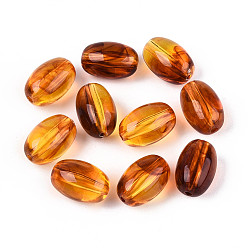 Oval Прозрачные акриловые бусины, имитировать янтарные бусы, овальные, 14x9 мм, отверстие : 1.6 мм, Около 657 шт / 500 г
