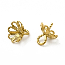 Золотой 304 кулоны булавки жемчужные колышки стаканчики нержавеющие, за половину пробурено бисера, цветок, золотые, 8x6 мм, отверстие : 2 мм, штифты : 0.6 мм