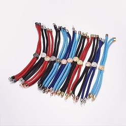 Mixed Color Nylon Twisted Cord Bracelet Making, Slider Bracelet Making, with Brass Findings, Tree of Life, Mixed Color, 8-5/8 inch(220mm), 3mm, Hole: 2mm