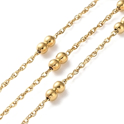Золотой 304 цепи из нержавеющей стали с бусинами, ионное покрытие (ip), пайки, с катушкой, золотые, 1.5 мм
