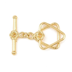 Звезда Латуни Переключить застежками, без кадмия и без свинца, долговечный, реальный 18 k позолоченный, звезда, 9.5~22.5x17~23.5x3~4 мм, отверстие : 2 мм