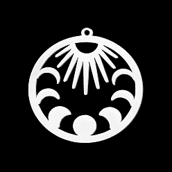 Нержавеющая Сталь Цвет Устойчивые к потускнению 201 подвески из нержавеющей стали, лазерная резка, подвески с фазами луны, цвет нержавеющей стали, 30x28x1 мм, отверстие : 1.4 мм