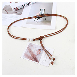 Сиена Узлы из искусственной кожи с белыми круглыми акриловыми бусинами для платья, цвет охры, 800 мм