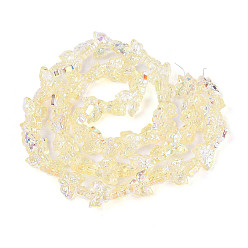 Лимонный шифон Гальванизируйте прозрачное стекло бисер нитей, бабочка, лимонный шифон, 12x15x6 мм, отверстие : 0.9 мм, около 60 шт / нитка, 23.39~23.62'' (59.4~60 см)