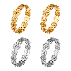 Platinum & Light Gold 4 шт. 2 цветные латунные кольца для женщин, цветок, платина и светлое золото, 5.5 мм, размер США 6 1/4 (16.7 мм), 2 шт / цвет