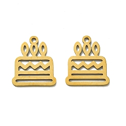 Золотой 201 подвески из нержавеющей стали, лазерная резка, торт очарование, золотые, 17.5x15x1 мм, отверстие : 1.5 мм
