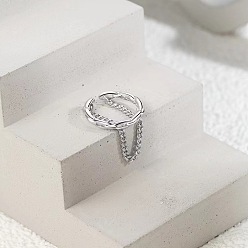 Платина Серьги-каффы из сплава с цепочкой, платина, 15 мм