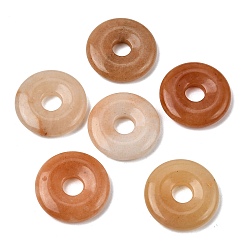 Red Aventurine Natural Red Aventurine Pendants, Donut/Pi Disc Charms, 30x6mm, Hole: 8mm