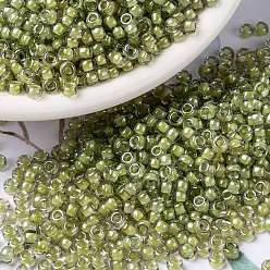 (RR378) Light Olive Lined Crystal Luster Миюки круглые бусины рокайль, японский бисер, 8/0, (rr 378) светло-оливковый блеск кристаллов, 3 мм, отверстие : 1.1 мм, Около 19000~20500 шт / фунт