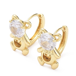 Настоящее золото 18K Серьги-кольца с прозрачным кубическим цирконием, серьги из латуни с покрытием стойки, без кадмия и без свинца, реальный 18 k позолоченный, 14.5x15x2~9 мм