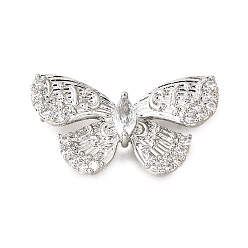Платина Звенья из латуни с прозрачным кубическим цирконием, без кадмия, без никеля и без свинца, бабочка, платина, 13.5x24.5x4.5 мм, отверстие : 1 мм