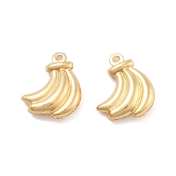 Банан 316 хирургические подвески из нержавеющей стали, реальный 18 k позолоченный, Очарование серии овощей и фруктов, банан, 16x12.5x4 мм, отверстие : 1 мм