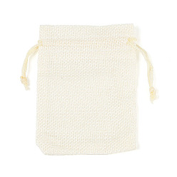 Лимонный шифон Мешки мешка шнурка упаковки мешка мешка имитационные полиэфирные, на Рождество, свадьба и упаковка поделки, лимонный шифон, 12x9 см