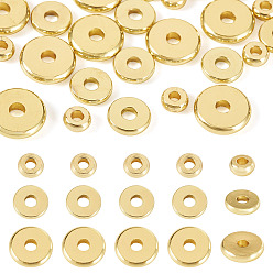 Real 18K Gold Plated 30Pcs 3 Styles Brass Spacer Beads, Cadmium Free & Lead Free, Disc, Real 18K Gold Plated, 4~8x1.2~1.6mm, Hole: 1.5~2mm, 10pcs/style