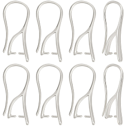 Платинированный 30 шт латунные серьги крючки, Реальная платина, 20~21x2 мм, штифты : 1 мм