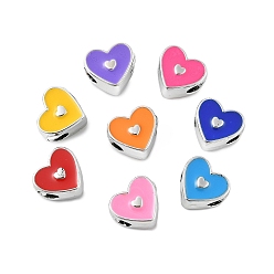 Сердце Ccb пластиковые европейские бусины, бусины с большим отверстием, Эмаль стиле, сердце, 11x12.5x7.5 мм, отверстие : 5 мм
