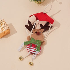 Олень Рождественский бархат с подвесками-колокольчиками, с колокольчиком, для подвесного украшения елки, олень, 380x140 мм