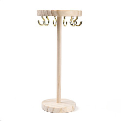 Желтая Старая Ткань  Плоский круглый деревянный держатель-органайзер для очков, с 12шт. золотистых железных крючков, старое кружево, 11.5x25 см