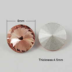 Розово-Коричневый Конусные стеклянные стразы, горный хрусталь Риволи, с покрытием на задной стороне, конус, розово-коричневый, 8x4.5 мм