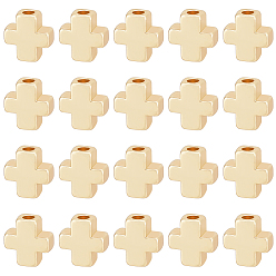 Матовый Золотой Цвет 50 бусины из сплава шт., крестик, без свинца, без никеля и без кадмия, матовый золотой цвет, 8.5x8x3.5 мм, отверстие : 1.5 мм