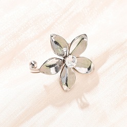 Stainless Steel Color 304 Stainless Steel Micro Pave Cubic Zirconia Cuff Open Rings for Women, Flower, Stainless Steel Color, 19x19mm, Inner Diameter: 18mm