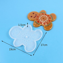 Gingerbread Man DIY Silicone Molds, Resin Casting Molds, For UV Resin, Epoxy Resin Jewelry Making, White, Gingerbread Man, 190x170x15mm