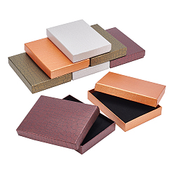 Mixed Color Python Pattern Cardboard Jewelry Set Boxes, with Black Sponge, for Jewelry Gift Packaging, Rectangle, Mixed Color, 16.1x12.2x2.95cm, 4 colors, 2pcs/color, 8pcs