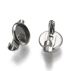 Нержавеющая Сталь Цвет Устойчив к потускнению 304 фурнитура для броши из нержавеющей стали, плоско-круглые, цвет нержавеющей стали, лоток : 8 мм, 10x6 мм, штифты : 0.7 мм