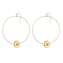 Golden Ion Plating(IP) 304 Stainless Steel Dangle Earrings for Women, Donut & Ring, Golden, 66x49mm