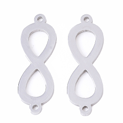 Stainless Steel Color Tarnish Resistant 201 Stainless Steel Links connectors, Laser Cut, Infinity, Stainless Steel Color, 25x8x1mm, Hole: 1.2mm