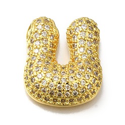 Letter U Латунь с кубическим цирконием подвеской, без кадмия, без никеля и без свинца, Буква U, Буква U, 22x19x6.5 мм, отверстие : 4 мм