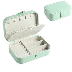 Светло-зеленый Прямоугольный органайзер для набора ювелирных изделий из искусственной кожи с кнопкой-кнопкой, портативный дорожный футляр для сережек, Кольца, , светло-зеленый, 16x11x5 см