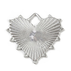 Платина Текстурированные латунные подвески, долговечный, без кадмия и без свинца, стойки покрытие, сердце, платина, 29x32x1.5 мм, отверстие : 5.5x7 мм