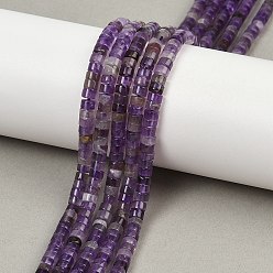 Аметист Природный аметист нитей бисера, диск, Heishi бусы, 4~4.5x2 мм, отверстие : 0.8 мм, около 157 шт / нитка, 15.04~15.08'' (38.2~38.3 см)