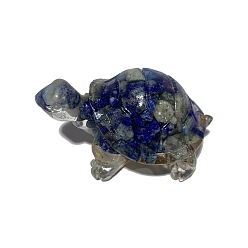 Ляпис-Лазурь Украшение для дисплея морской черепахи из смолы, с натуральными чипсами из лазурита внутри для украшения стола домашнего офиса, 45x30x25 мм
