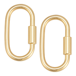 Золотой 2шт. 925 Карабин с фиксатором из стерлингового серебра, овальные, золотые, 13.5x7.5x2 мм