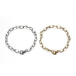 Mixed Color 304 Stainless Steel Cable Chain Bracelets, with Lobster Claw Clasps, Mixed Color, 7-1/2 inch(190mm), 5mm
