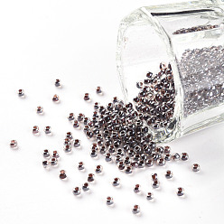 Розово-Коричневый 11/0 круглый стеклянный бисер класса А, прозрачные цвета внутри, блеск покрытием, розово-коричневый, 2.3x1.5 мм, отверстие : 1 мм, Около 48500 шт / фунт