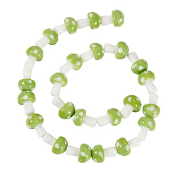 Желто-Зеленый 1нити из бусин ручной работы в технике лэмпворк, гриб, желто-зеленый, 11.5~14.5x9~11 мм, отверстие : 1 мм, о 25шт / цепи, 13.54 дюйм (34.4 см), 1 прядь / комплект