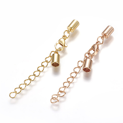 (52) Непрозрачная лаванда 304 удлинитель цепи из нержавеющей стали, с застежками из лобстера и концами шнура, разноцветные, 65 мм, конец шнура: 10x5 мм, внутренний диаметр: 4 мм