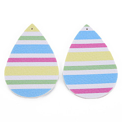 Светло-хаки Подвески из искусственной кожи с большими слезами, Пасхальная тема, светлый хаки, 55~56.5x35~37x2 мм, отверстие : 1~2 мм