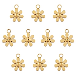 Stainless Steel Color 10Pcs 430 Stainless Steel Small Flower Connector Charms, Metal Daisy Pendant for Jewelry Earring Bracelet Handmade Making, with Open Loop, Stainless Steel Color, 9mm