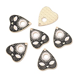 Черный Подвески из сплава , с эмалью, золотой свет, Сердце с глаз, чёрные, 26x22x1.2 мм, отверстие : 2 мм